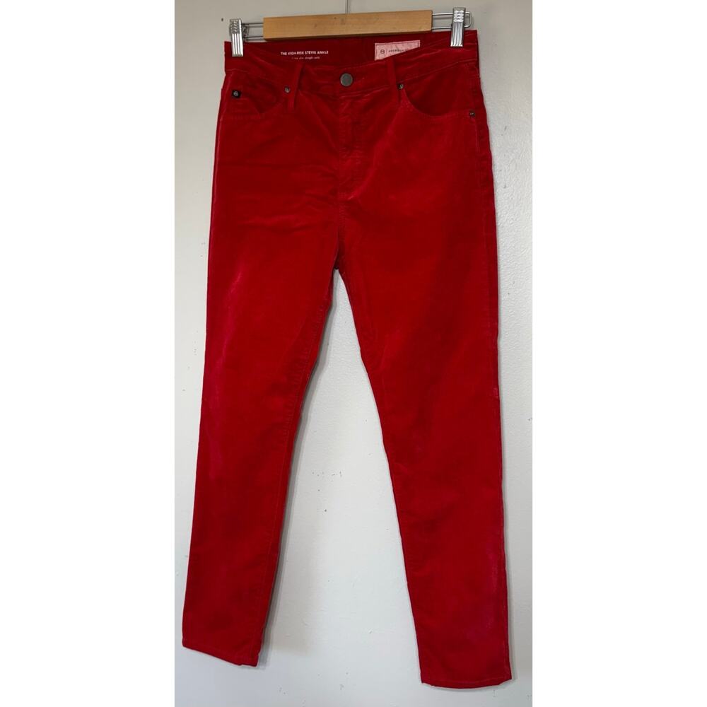 Anthropologie AG Jeans Women’s Size 27 High-Rise Stevie Ankle Velvet Red